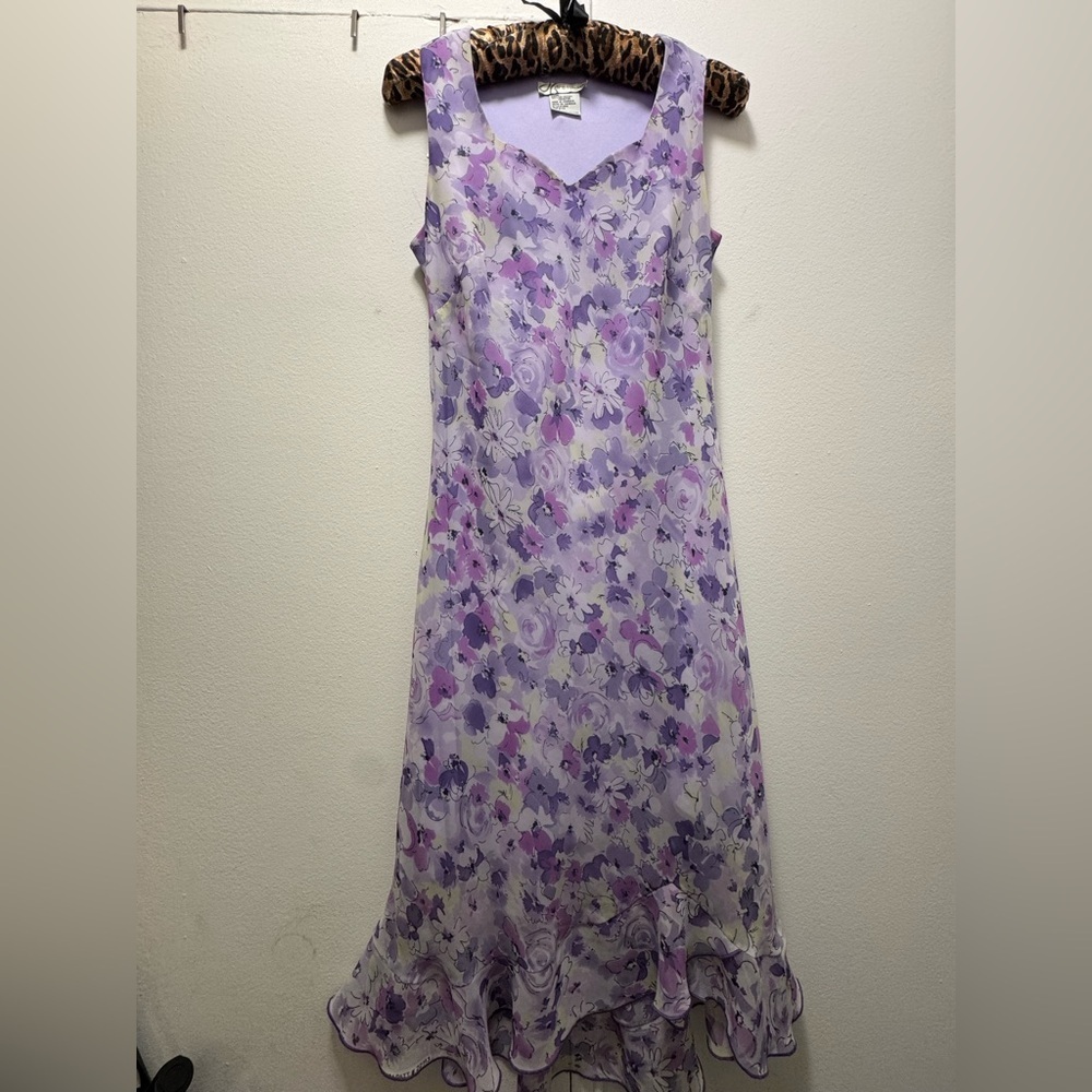 Vintage Dress Barn Y2K floral flutter fairy dress size 4 purple - Picture 4 of 5